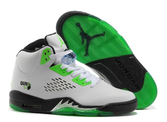 Hot On Sale Womens Air Jordan 5 (V) White Black Green